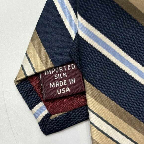 Nordstrom Smartcare 100% Silk Tie Diagonal Stripe Blue Gold Made in USA Classic - Picture 3 of 7